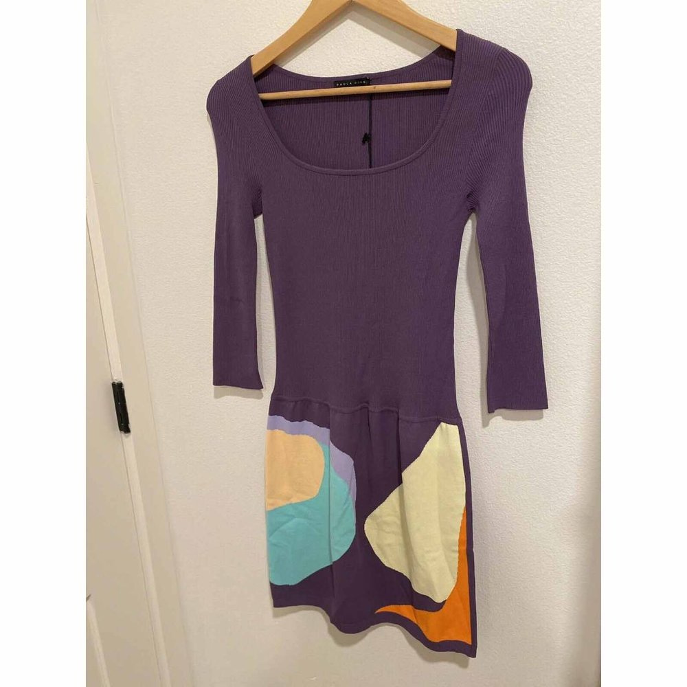 Paula Hian Audrey Long Sleeve Knit Abstract Dress Size XSmall - Picture 5 of 7